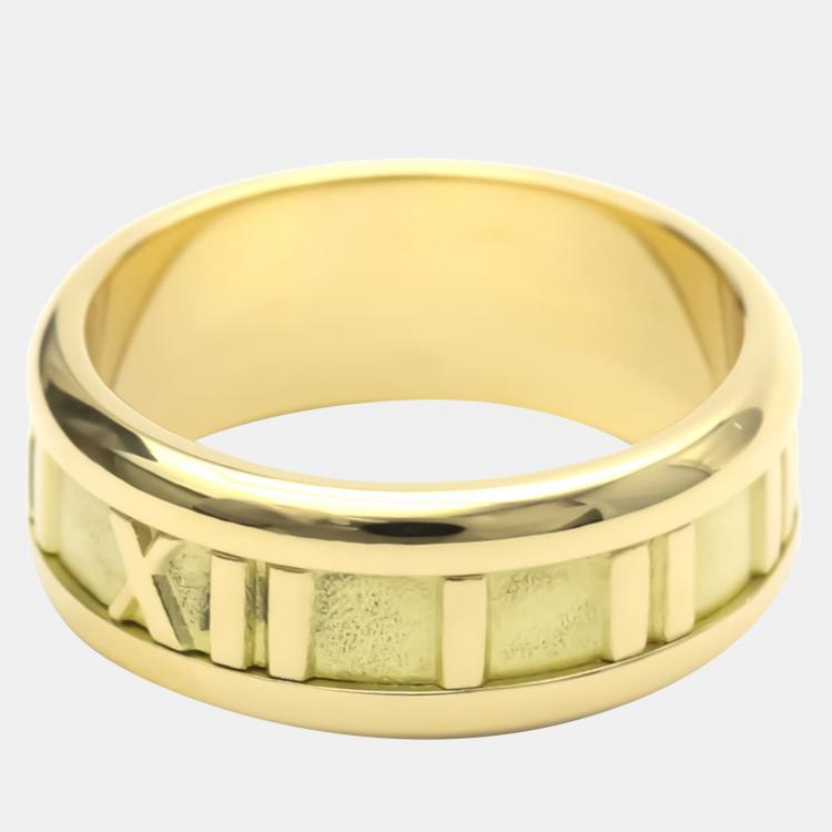 Pre Owned Tiffany & Co. Atlas 18K Yellow Gold Ring EU 50.5