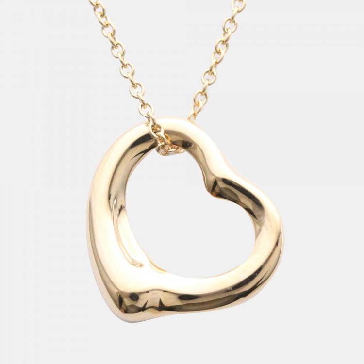 Pre Owned Tiffany & Co. 18K Rose Gold Open Heart by Elsa Peretti Pendant Necklace