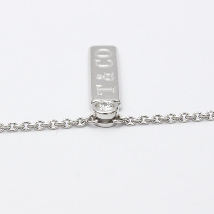 Pre Owned Tiffany & Co. Tiffany Bar 18K White Gold Diamond Necklace