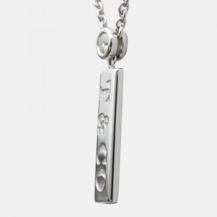 Pre Owned Tiffany & Co. Tiffany Bar 18K White Gold Diamond Necklace
