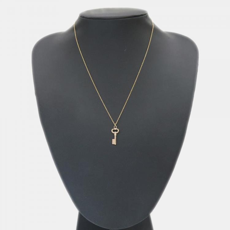Pre Owned Tiffany & Co. Oval Key 18K Rose Gold Necklace 