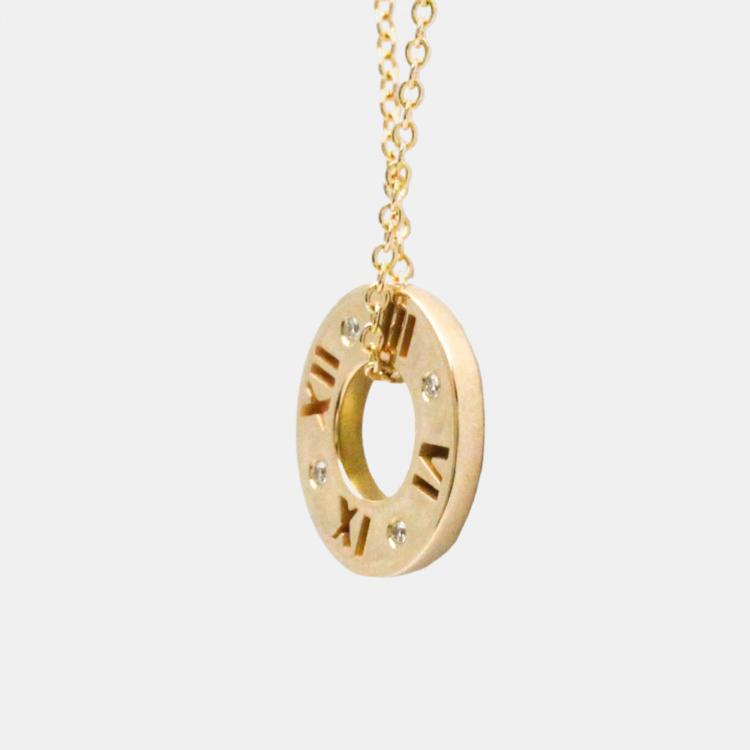 Pre Owned Tiffany & Co. Atlas 18K Rose Gold Diamond Necklace 