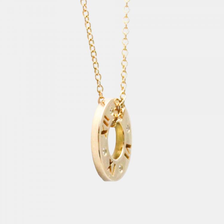 Pre Owned Tiffany & Co. Atlas 18K Rose Gold Diamond Necklace 
