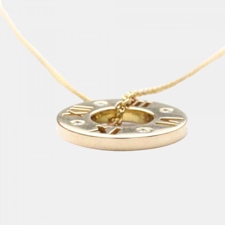 Pre Owned Tiffany & Co. Atlas 18K Rose Gold Diamond Necklace 