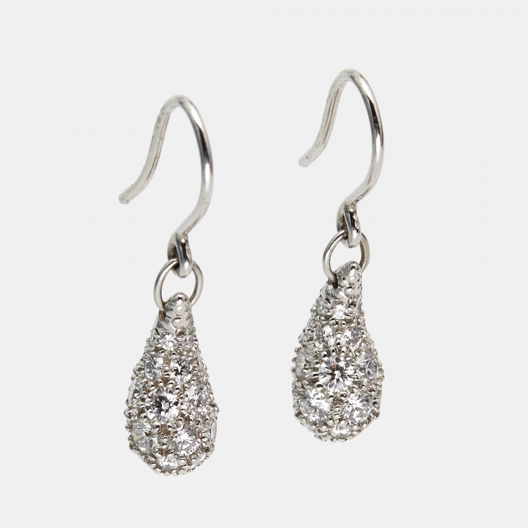 مملوكة مسبقًا Tiffany & Co. Elsa Peretti  Teardrop Diamond Platinum Drop Earrings