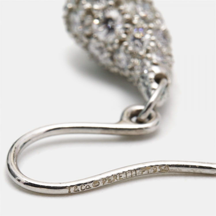 مملوكة مسبقًا Tiffany & Co. Elsa Peretti  Teardrop Diamond Platinum Drop Earrings