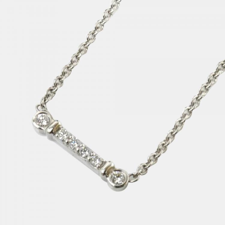 Tiffany&co. Tiffany Atlas Bar Necklace 3p Diamond Women's K18 Pink Gold