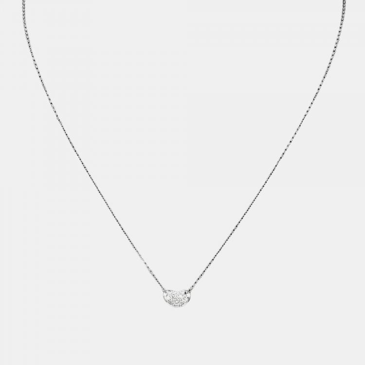 Tiffany & Co. Platinum and Diamond Pave Bean Pendant Necklace Tiffany ...