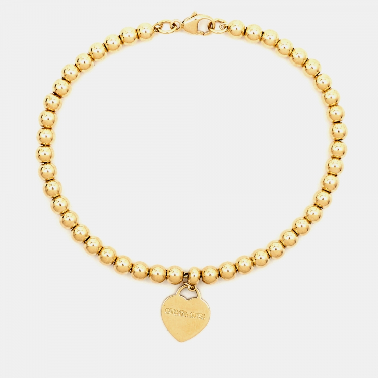 Pre Owned Tiffany & Co. Return To Tiffany 18k Yellow Gold Beaded Bracelet