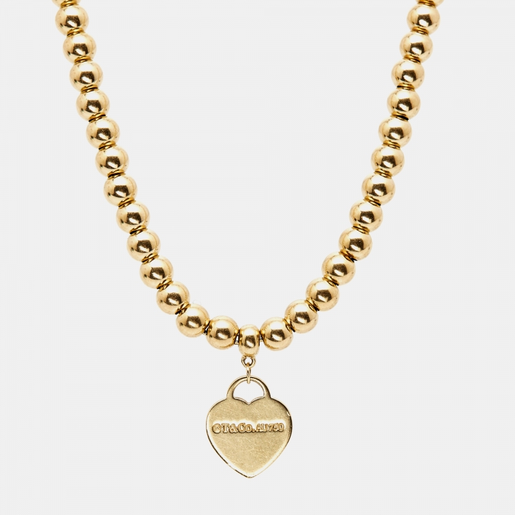 Pre Owned Tiffany & Co. Return To Tiffany 18k Yellow Gold Beaded Bracelet