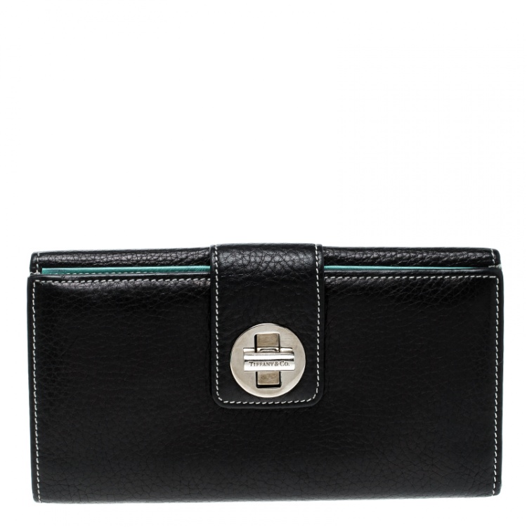 T&CO. Flap Continental Wallet in Black Leather