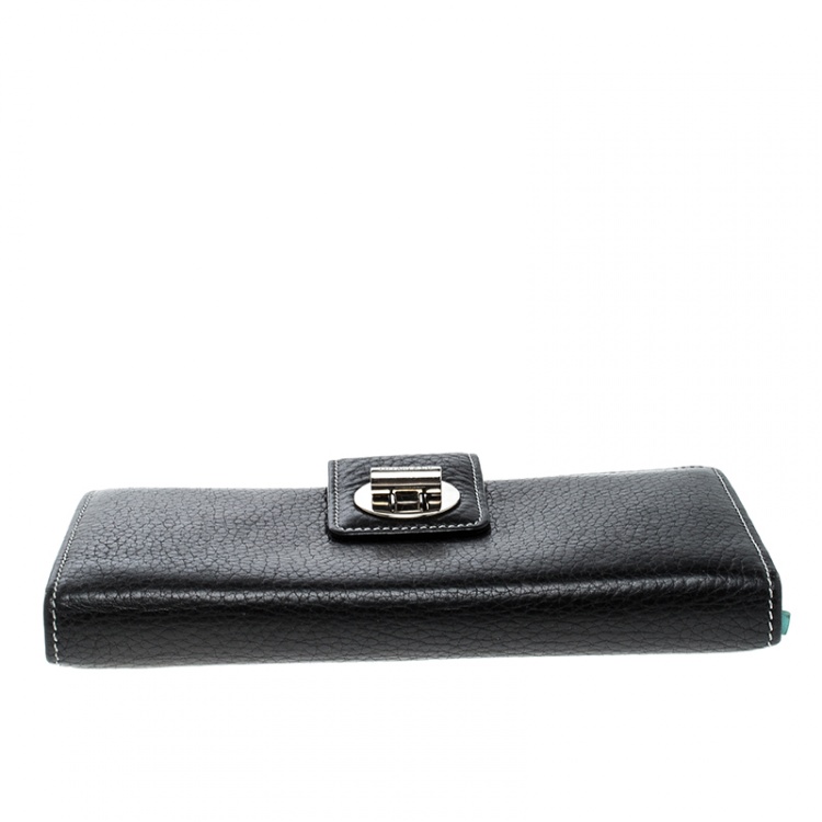 Pre Owned Tiffany & Co. Black Leather Continental Wallet