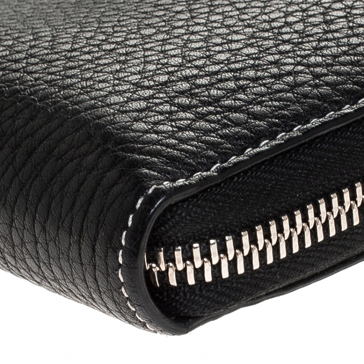 Pre Owned Tiffany & Co. Black Leather Zip Around Continental Wallet