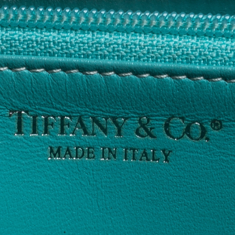 Pre Owned Tiffany & Co. Black Leather Zip Around Continental Wallet