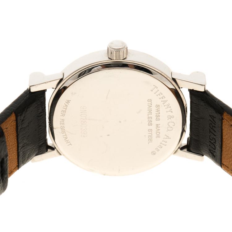Pre Owned Tiffany & Co. Black Stainless Steel Atlas Women's Wristwatch 25 mm