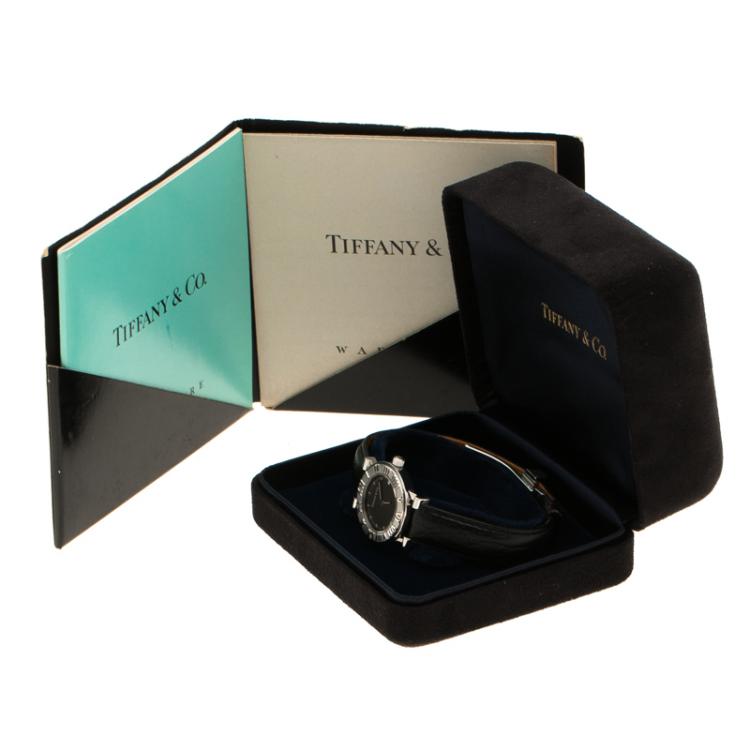 Pre Owned Tiffany & Co. Black Stainless Steel Atlas Women's Wristwatch 25 mm