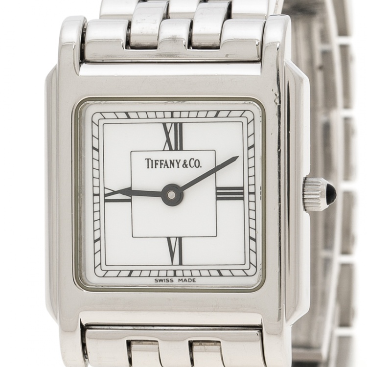 Pre Owned Tiffany & Co. White Stainless Steel Classic Women's Wristwatch 23 mm