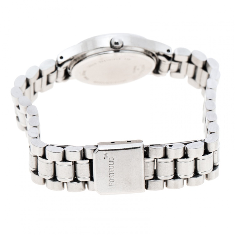 Pre Owned Tiffany & Co. White Stainless Steel Portfolio Women's Wristwatch 24 mm
