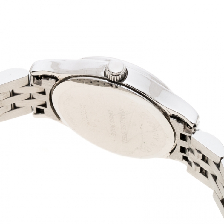 Pre Owned Tiffany & Co. White Stainless Steel Portfolio Women's Wristwatch 24 mm