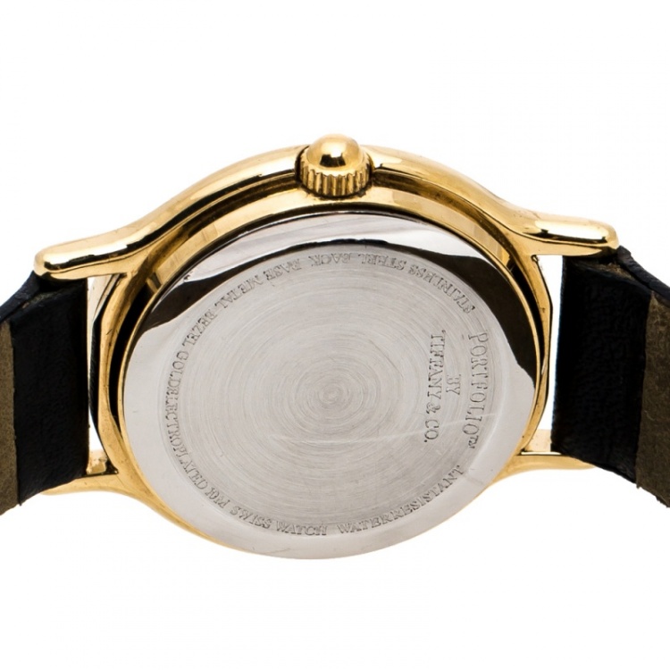Pre Owned Tiffany & Co. White Gold Plated Portfolio Women's Wristwatch 25 mm