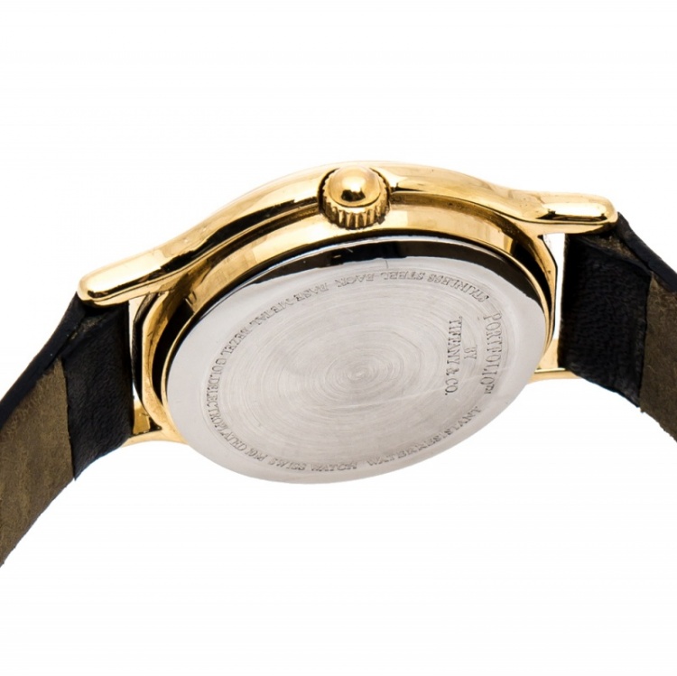 Pre Owned Tiffany & Co. White Gold Plated Portfolio Women's Wristwatch 25 mm