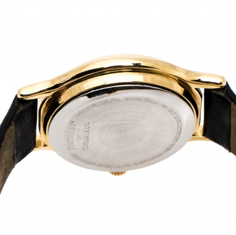 Pre Owned Tiffany & Co. White Gold Plated Portfolio Women's Wristwatch 25 mm