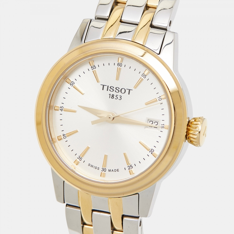 Pre Owned Tissot Silver Two-Tone Stainless Steel Classic Dream T129.210.22.031.00 Women's Wristwatch 28 mm
