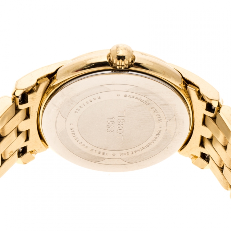 Pre Owned Tissot Blue Yellow Gold Plated Stainless Steel Ballade III Women's Wristwatch 28 mm