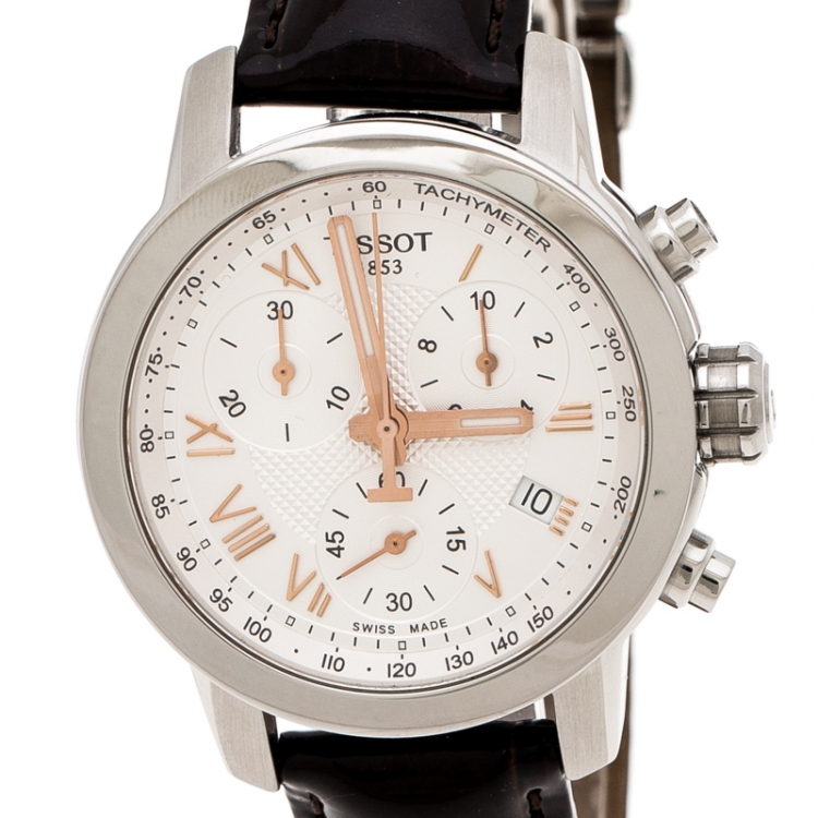 Pre Owned Tissot Silver White Stainless Steel T-Sport T055217A Women's Wristwatch 35 mm