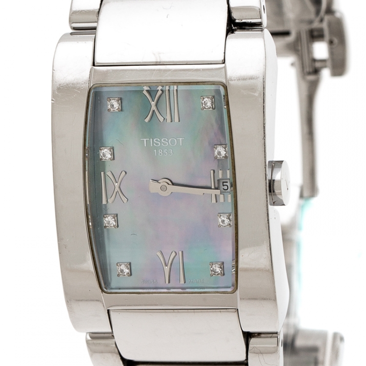 مملوكة مسبقًا Tissot Purple Mother Of Pearl Stainless Steel Generosi-T T007309A Women's Wristwatch 24.50 mm