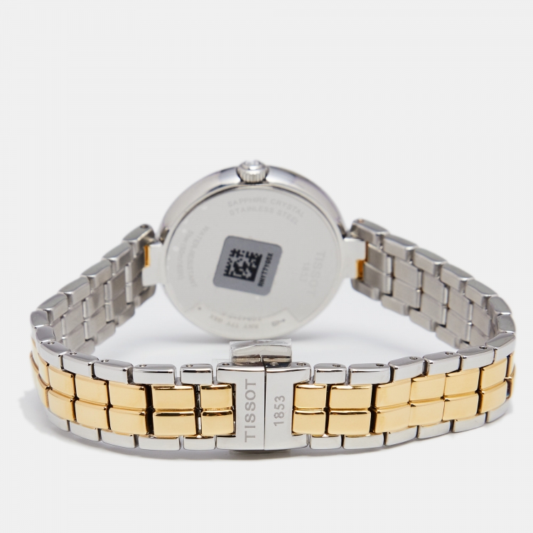 Pre Owned Tissot Mother of Pearl Two Tone Stainless Steel Flamingo T094210.22 Women's Wristwatch 30 mm 