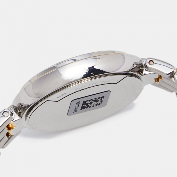 Pre Owned Tissot Mother of Pearl Two Tone Stainless Steel Flamingo T094210.22 Women's Wristwatch 30 mm 