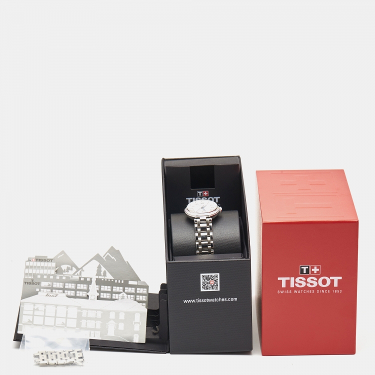 Pre Owned Tissot White Stainless Steel Bellissima T126.207.11.013.00 Women's Wristwatch 29 mm