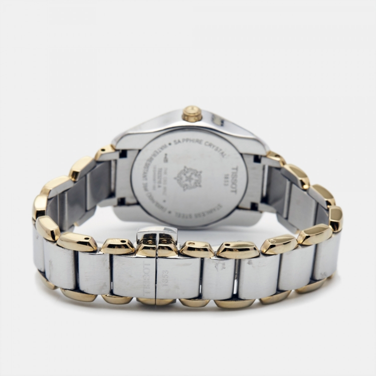 Pre Owned Tissot Mother of Pearl Two Tone Stainless Steel T-Wave T023210A Women's Wristwatch 28 mm