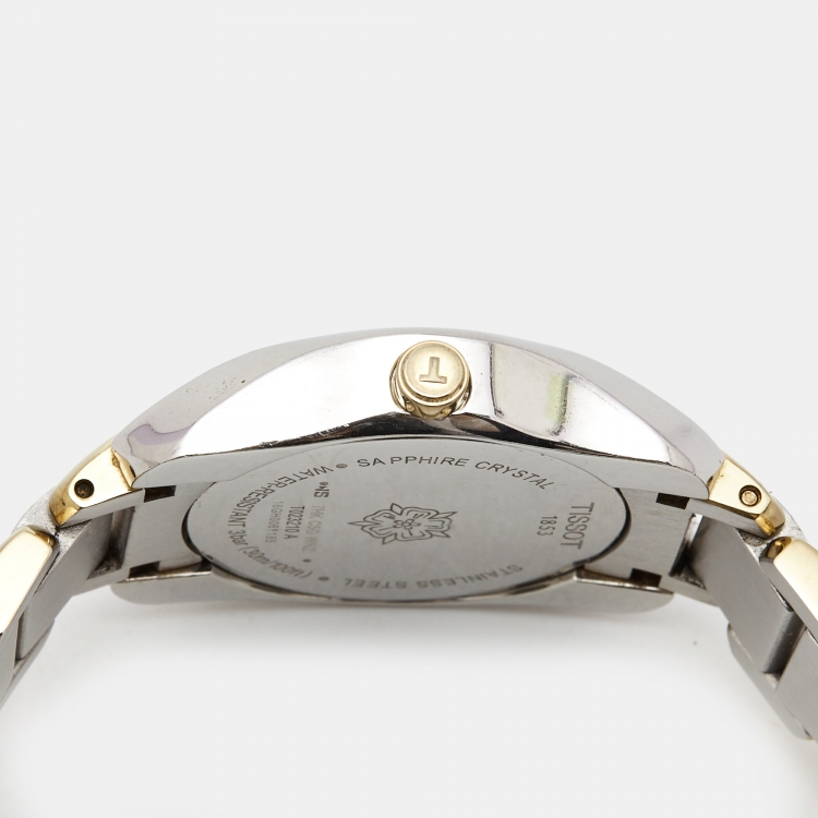 Pre Owned Tissot Mother of Pearl Two Tone Stainless Steel T-Wave T023210A Women's Wristwatch 28 mm
