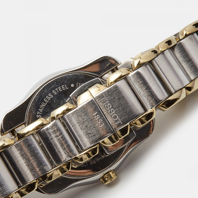 Pre Owned Tissot Mother of Pearl Two Tone Stainless Steel T-Wave T023210A Women's Wristwatch 28 mm