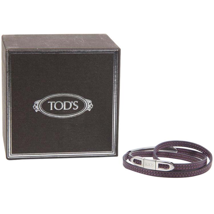 Pre Owned Tod's Lilac Leather Triple Wrap Bracelet