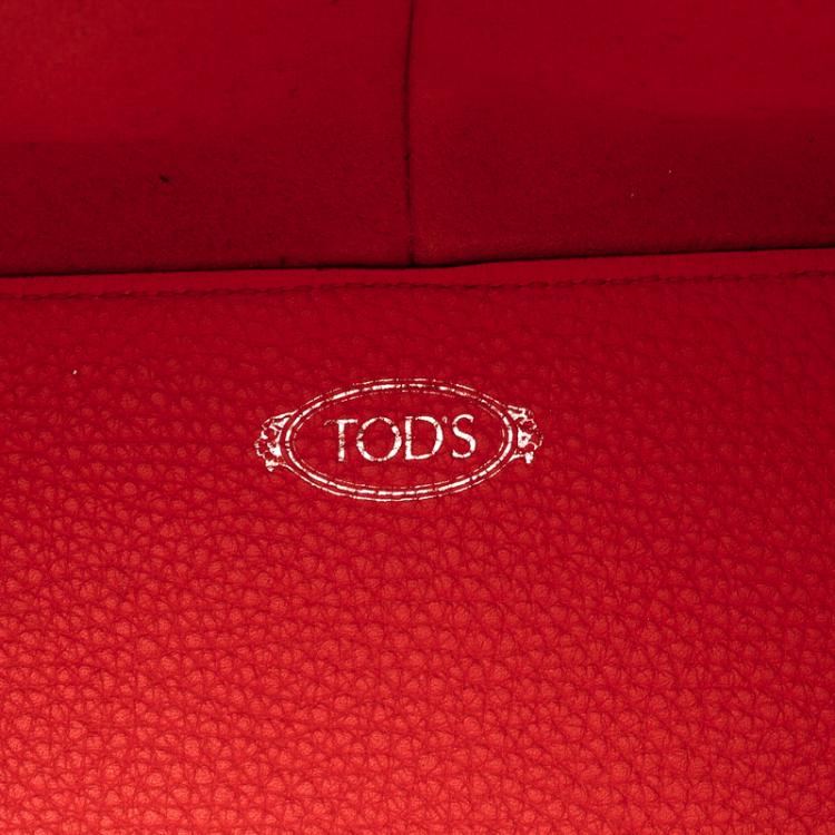 Pre Owned Tod's Neon Orange Leather Medium Joy Tote
