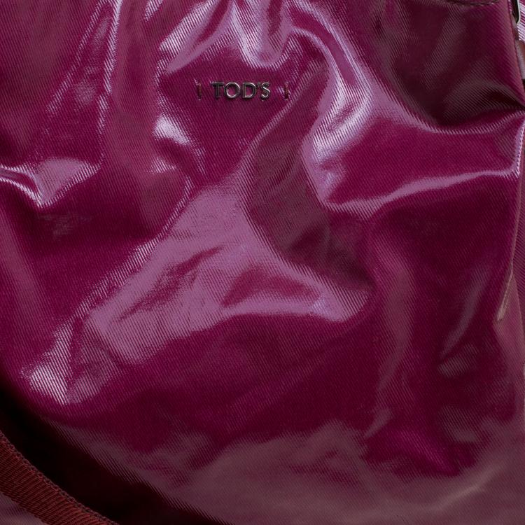 Pre Owned Tod's Burgundy Coated Canvas Medium Flower Tote