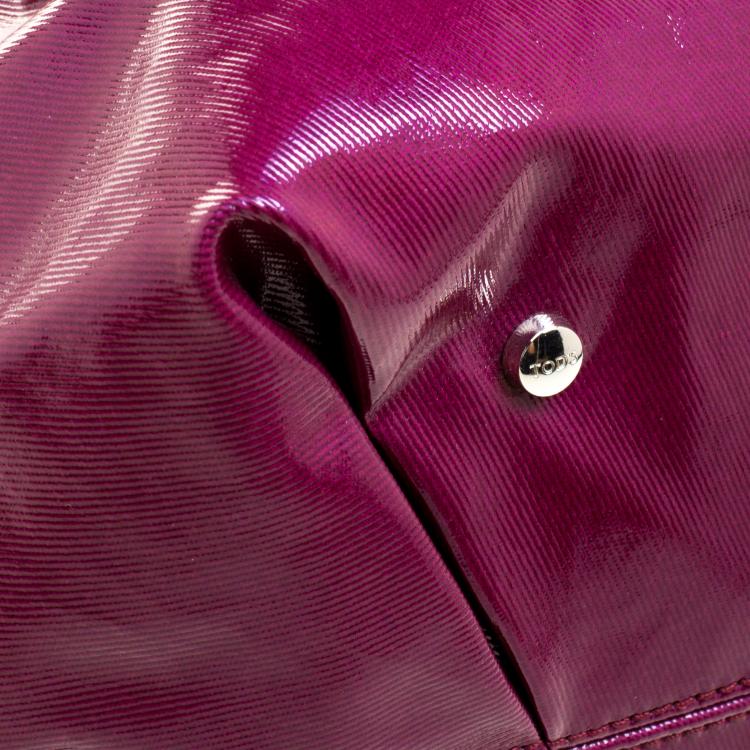 Pre Owned Tod's Burgundy Coated Canvas Medium Flower Tote
