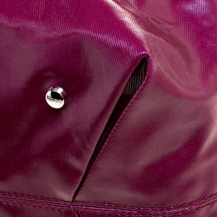 Pre Owned Tod's Burgundy Coated Canvas Medium Flower Tote
