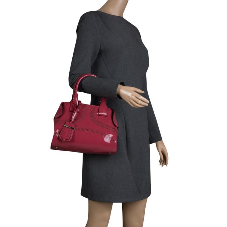 Pre Owned Tod's Magenta Patent Leather Mini Cape Tote
