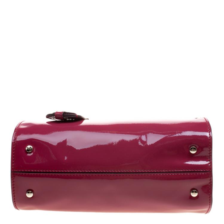 Pre Owned Tod's Magenta Patent Leather Mini Cape Tote