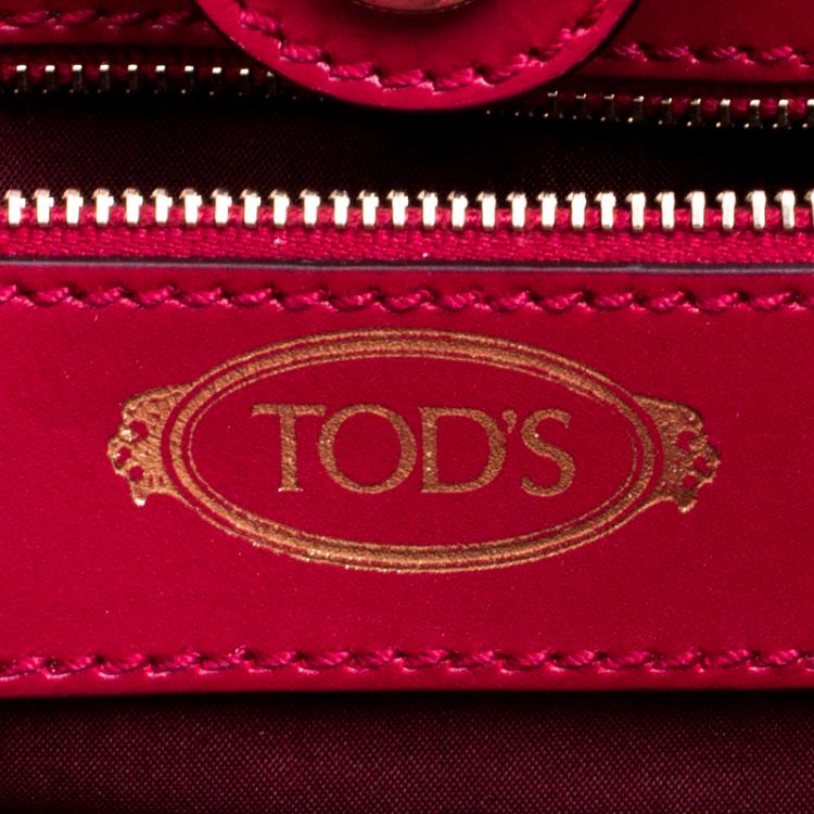 Pre Owned Tod's Magenta Patent Leather Mini Cape Tote