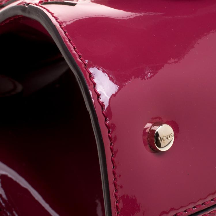 Pre Owned Tod's Magenta Patent Leather Mini Cape Tote