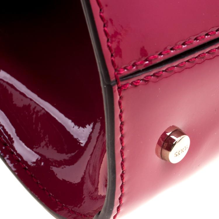 Pre Owned Tod's Magenta Patent Leather Mini Cape Tote