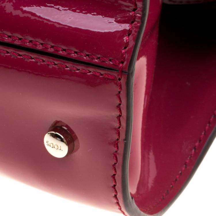 Pre Owned Tod's Magenta Patent Leather Mini Cape Tote