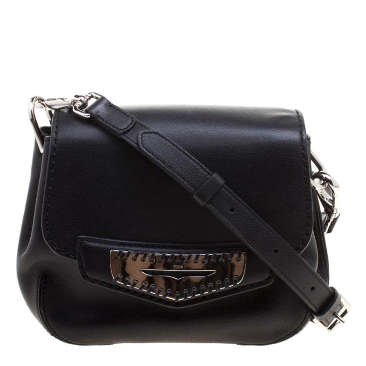 Pre Owned Tod's Black Leather Crossbody Bag 
