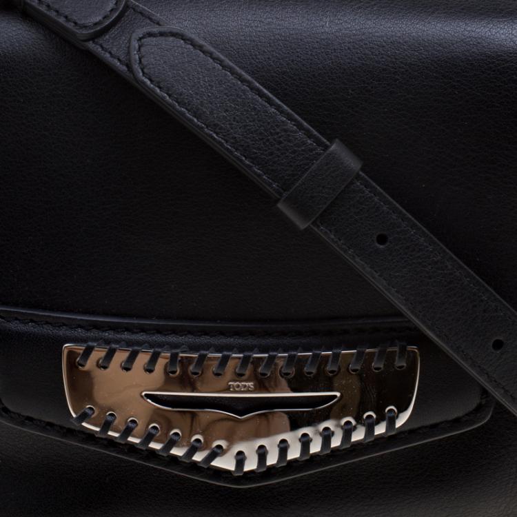 Pre Owned Tod's Black Leather Crossbody Bag 