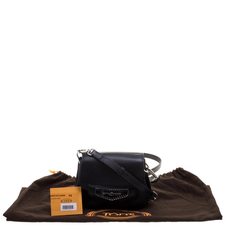 Pre Owned Tod's Black Leather Crossbody Bag 